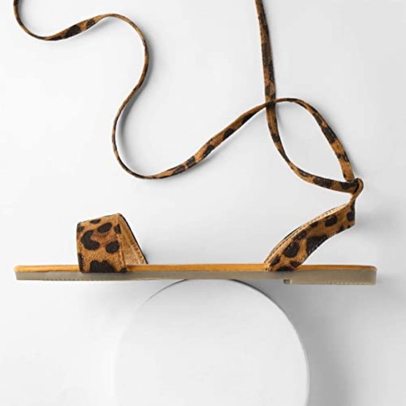 Open Toe Tie Up Ankle Wrap Flat Sandals for Women - Picture 7 of 7